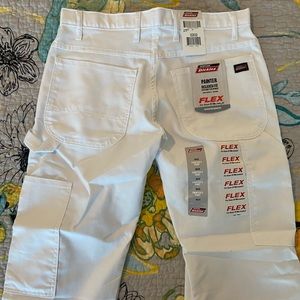 NWT Dickies white work pants/ painters pants- relaxed fit flex with tool pockets